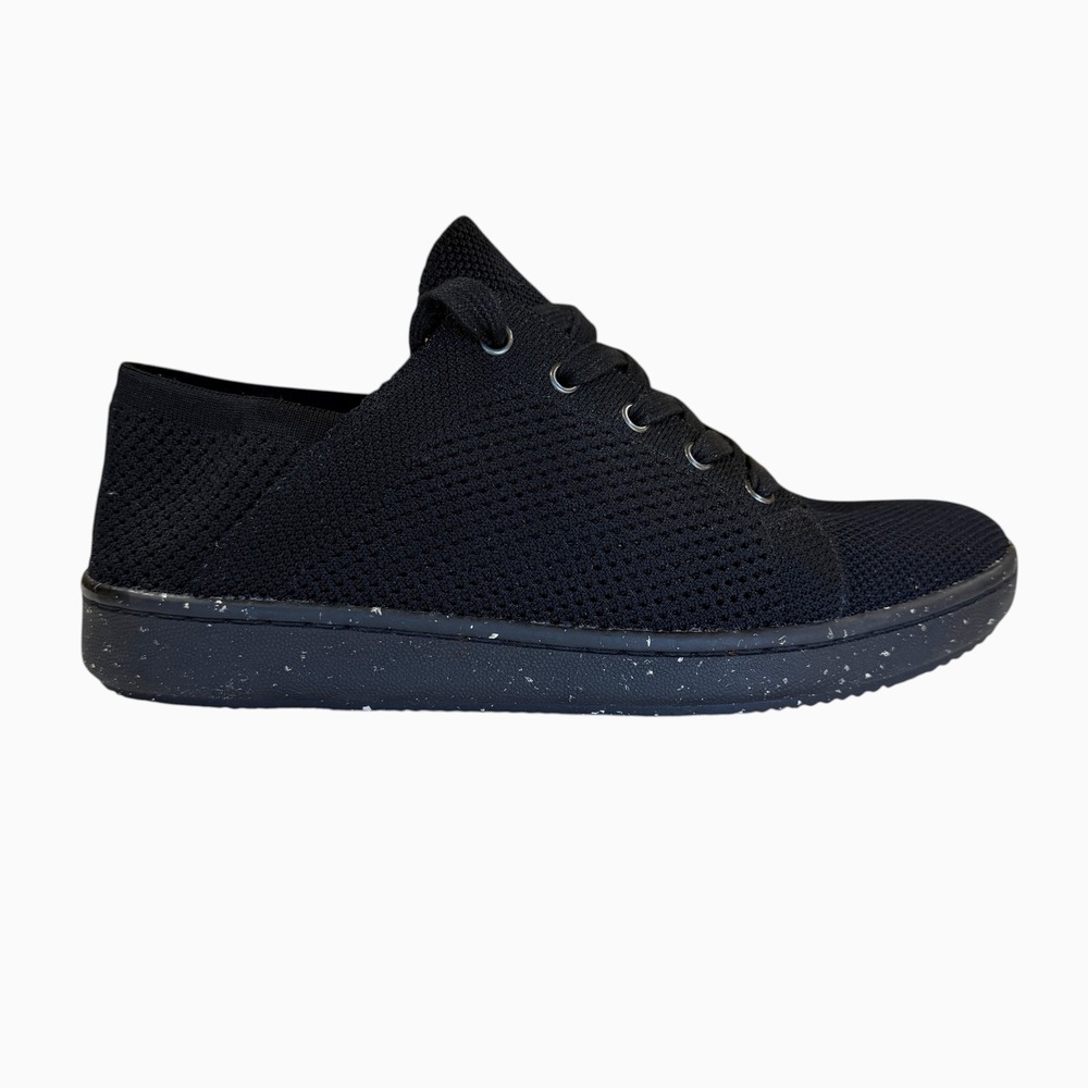 Eileen Fisher Keno Black Knit Lace Up Sneakers Speckled Sole Womens 11